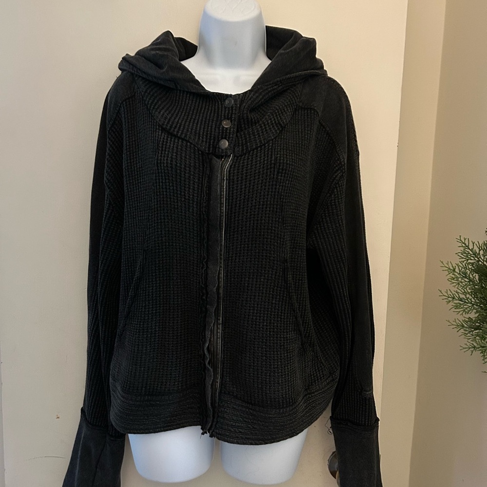 Black Textured Long Sleeve Top